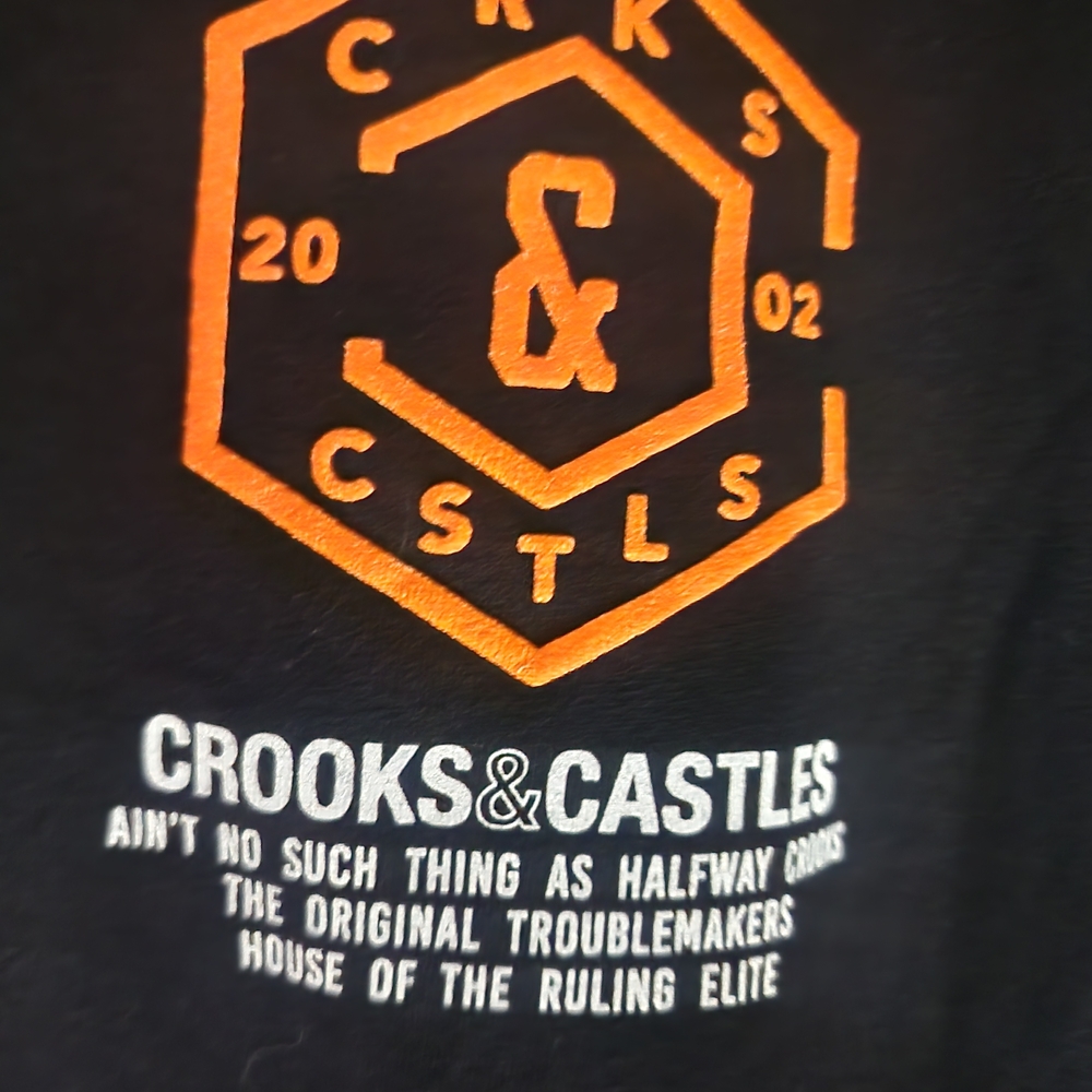 Crooks & Castles Black Tee with Orange and White Logo